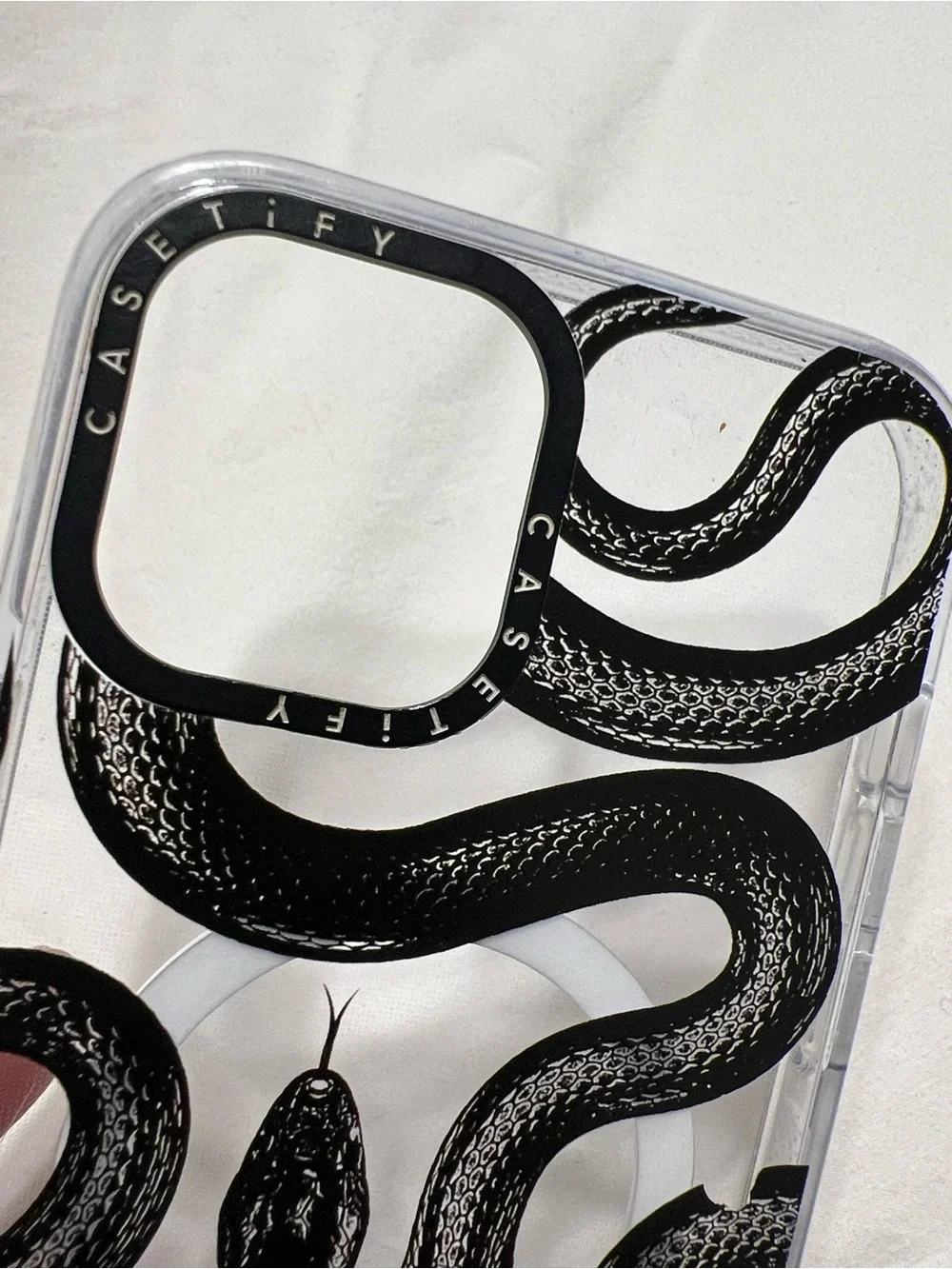 Casetify Clear Impact Case with Black King Snake Motif Graphic